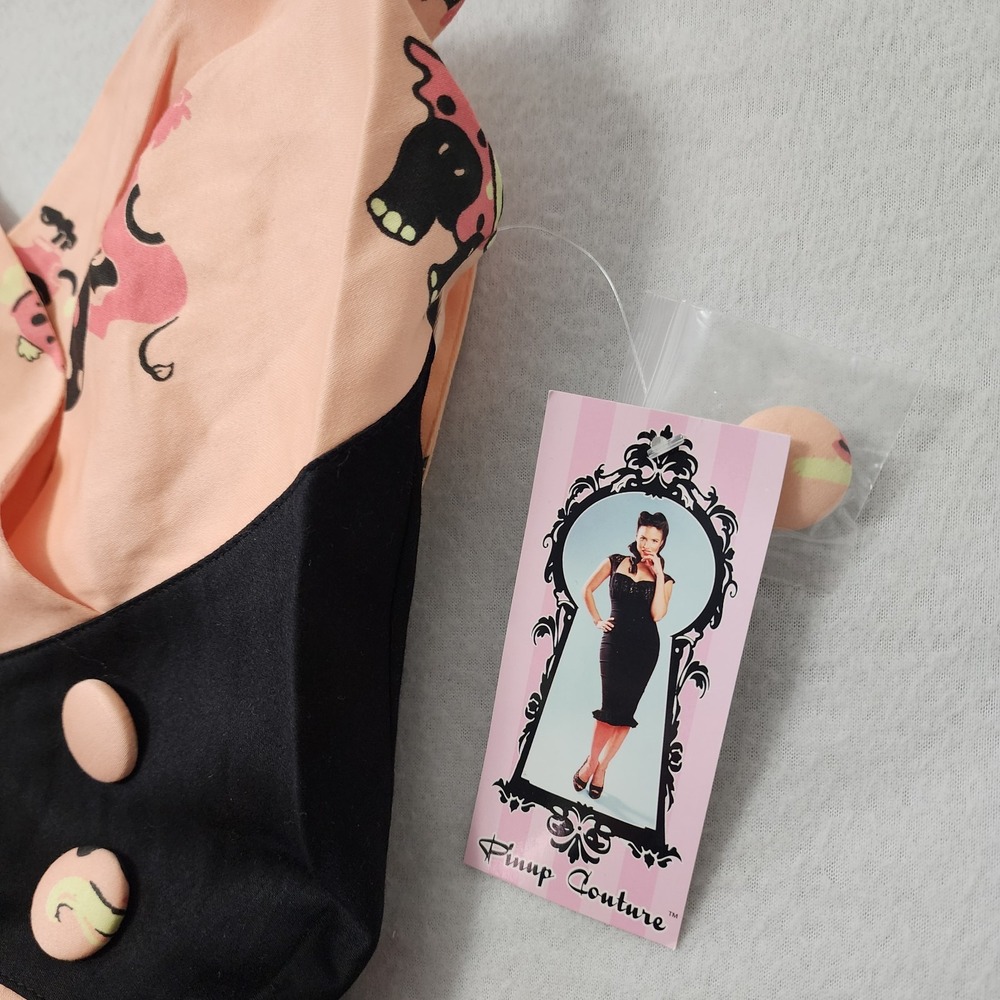 Pinup Couture Circus Dress Flare XS Pink 50s Retro Rockabilly Vanity Novelty - Picture 3 of 13